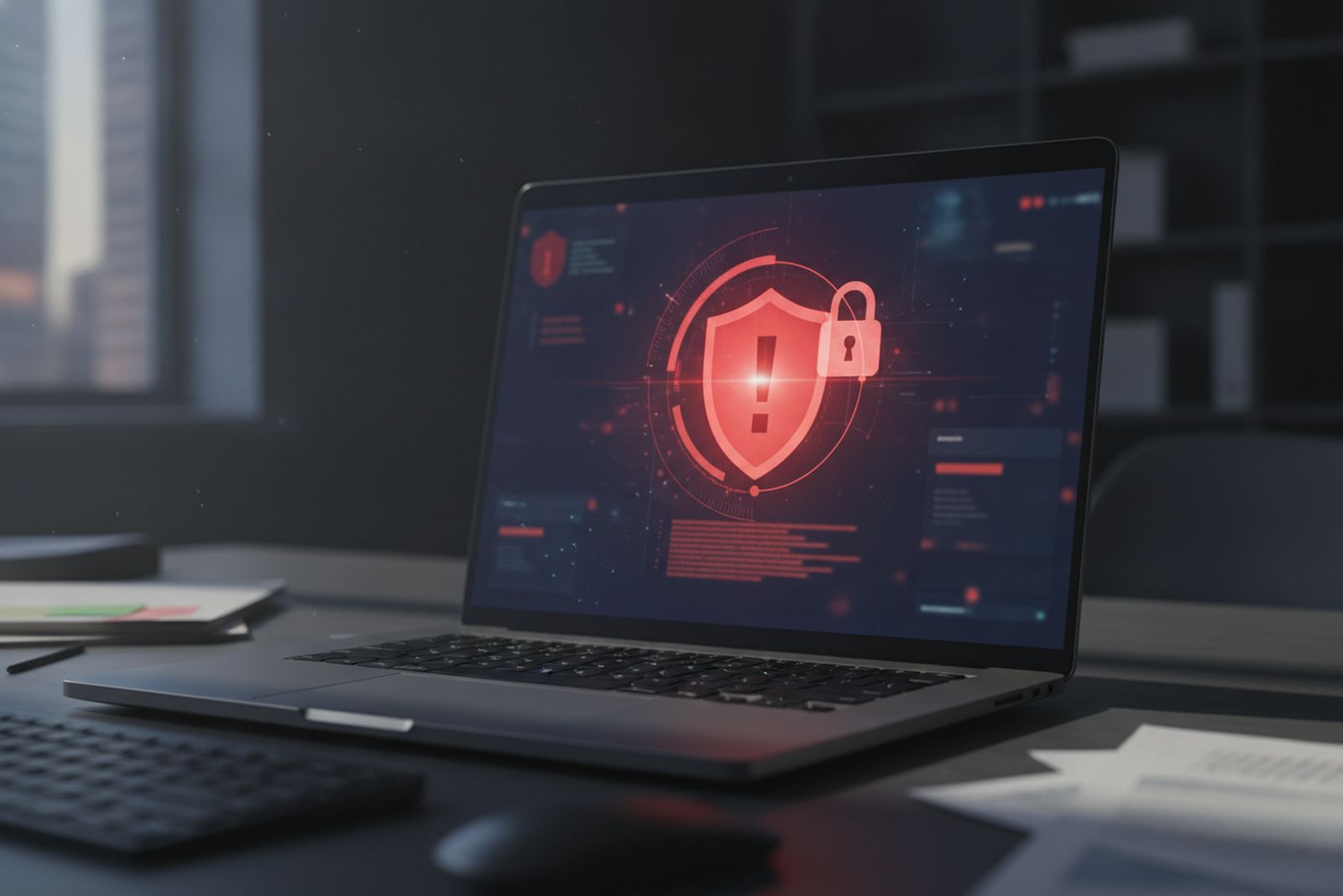 Security alert warning on a computer screen