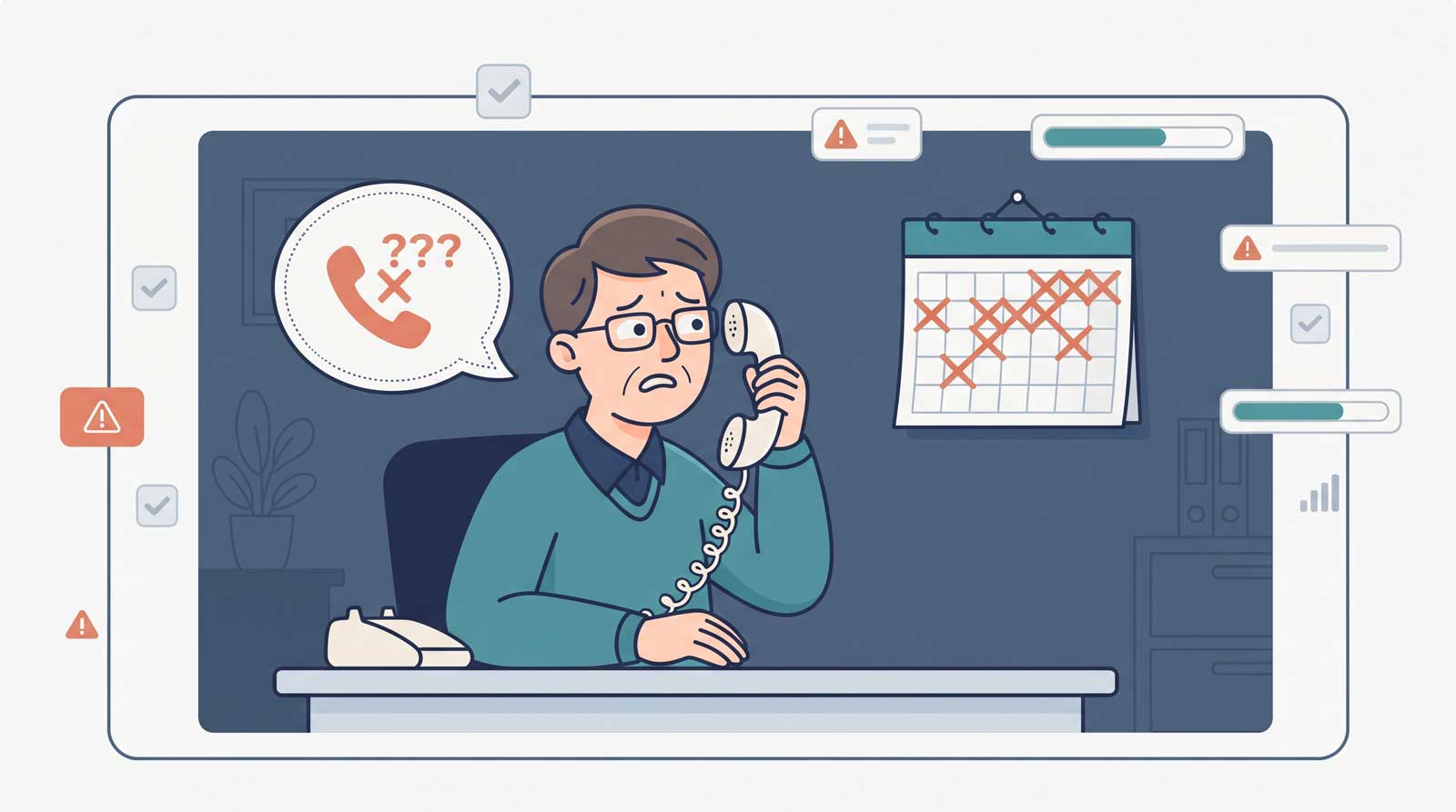 Illustration representing losing contact with an unresponsive IT provider.